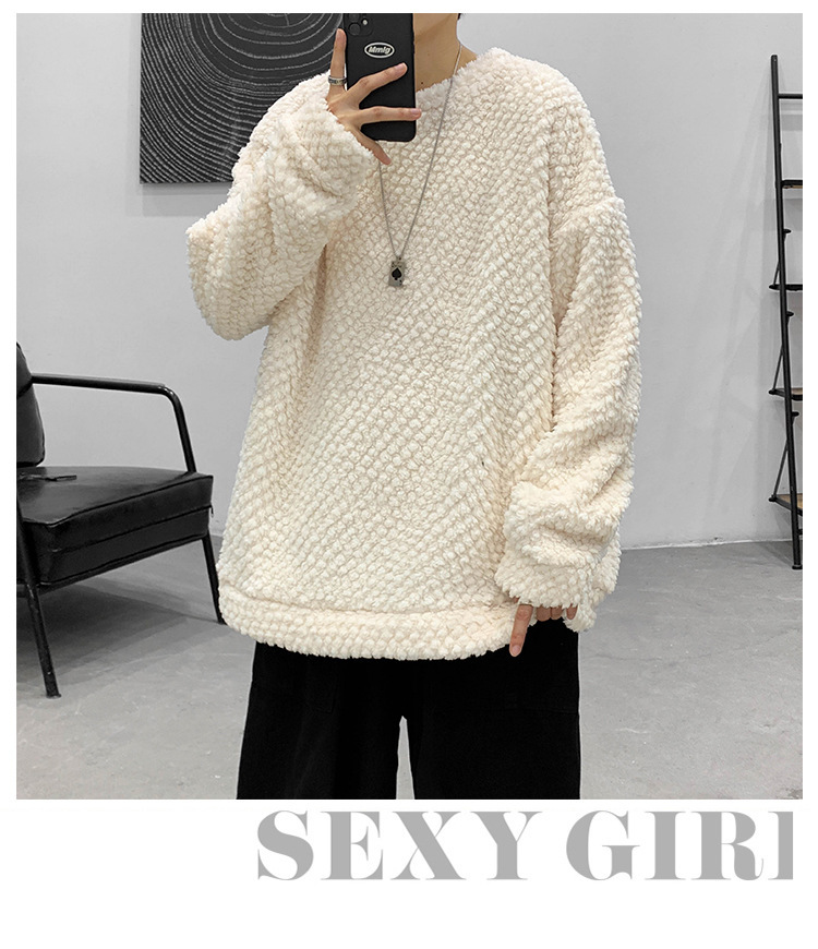 94 Round Neck Sweatshirt for Men Spring and Autumn Style Loose Solid Color Versatile and Warm