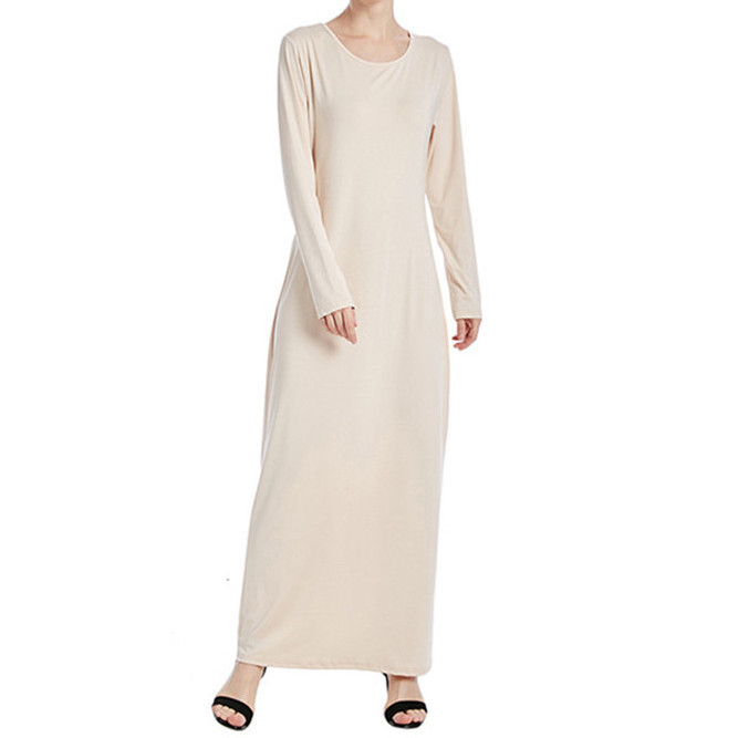 (452) Solid color milk silk basic style inner stretch women's dress