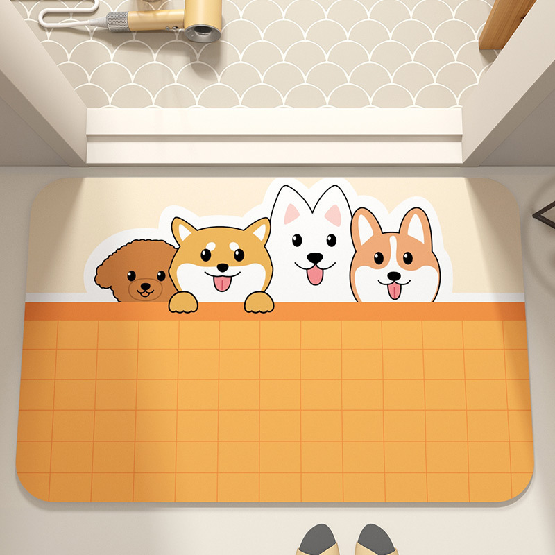 Cute Cartoon Floor Mats for Home Bathroom Non-slip Wear-resistant Water-absorbent Quick-drying Dirt-resistant Door Mats-image-1039791019