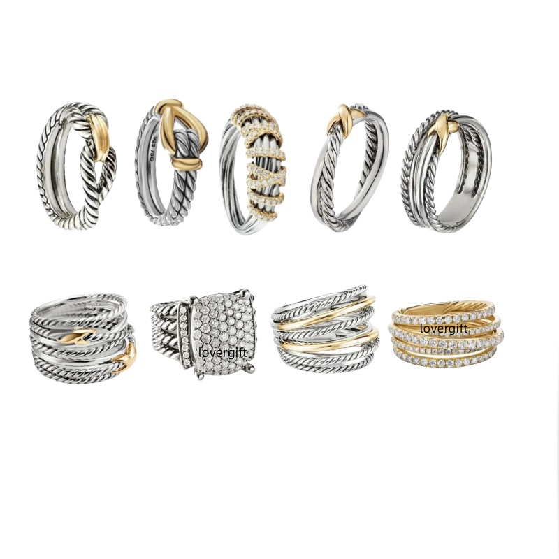 designer ring twisted Braided diamond Vintage rings Men Luxury Jewelry for Cross Classic Copper Ring Wire punk gold ring pearl zircon jewelry engage