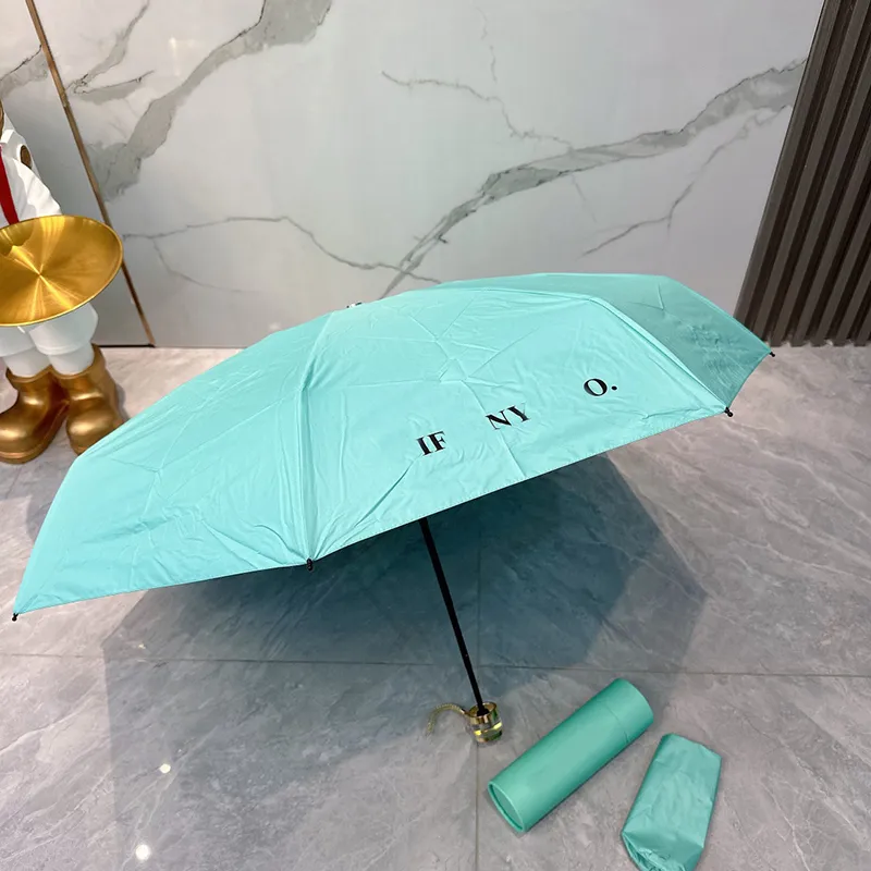 Luxury Designer Crystal Handle Five Fold Umbrella Small Folding Sun Umbrellas Designer Womens Mens Outdoor Sunshade sun Household Umbrella f K260-image-1095330841