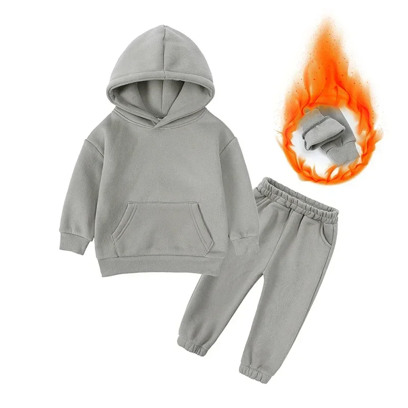 W49 Teen's Comfortable Fleece Sleepwear Set Featuring a Hoodie and Lounge Pants-image-1039807809