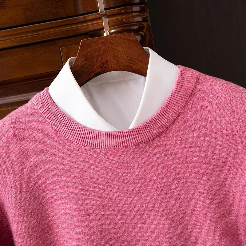 Mens 100 Cashmere Sweater ONeck Pullovers Knit Large Size Wool Winter Tops Long Sleeve HighEnd Jumpers 241223Z