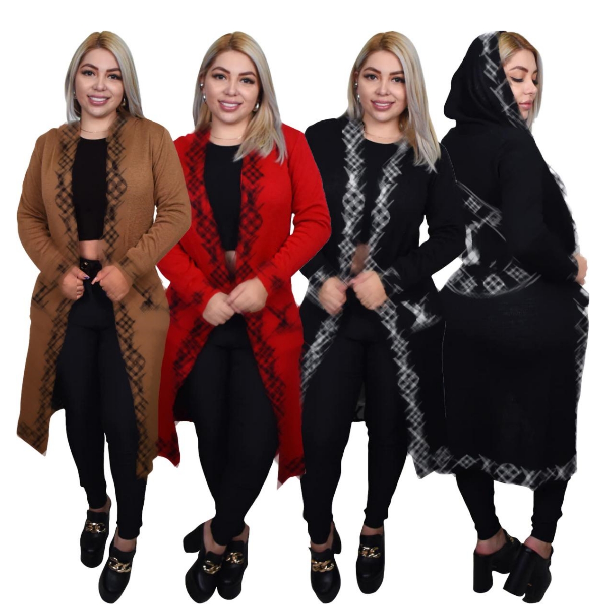 Woolen Sweaters Long Knit Cardigan Women Casual Hooded Cardigans Coat Free Ship