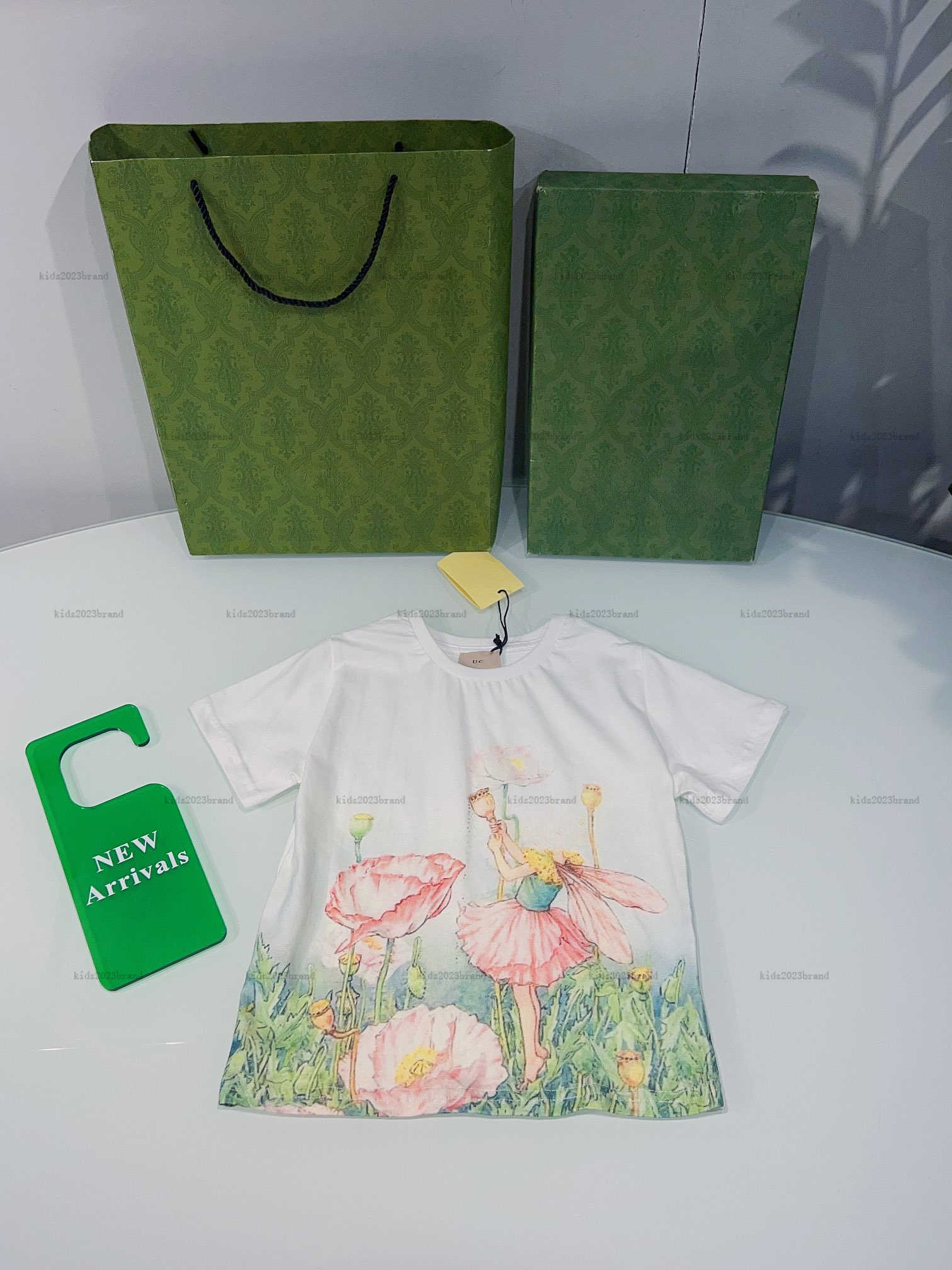 New baby T-shirt Round neck child tshirt Complete labels kids designer clothes Cartoon flower print boys girls Short Sleeve tees-image-1039959247