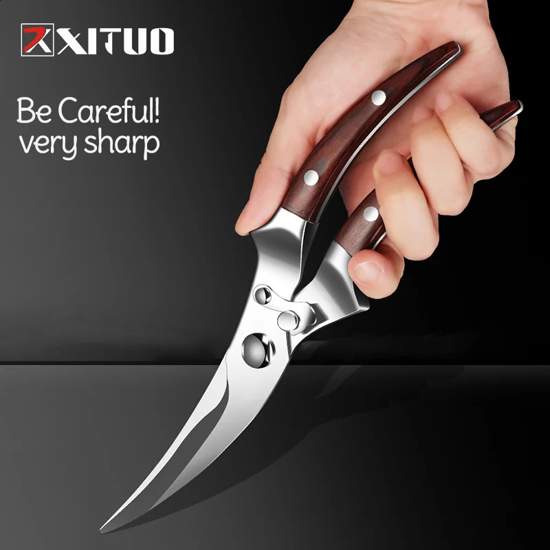 Germany Strong Scissors High Quality Chicken Bone Kitchen Shears Fish Cutter Stainless Steel Scissors Scale Clean Cook Knife Woo 241223