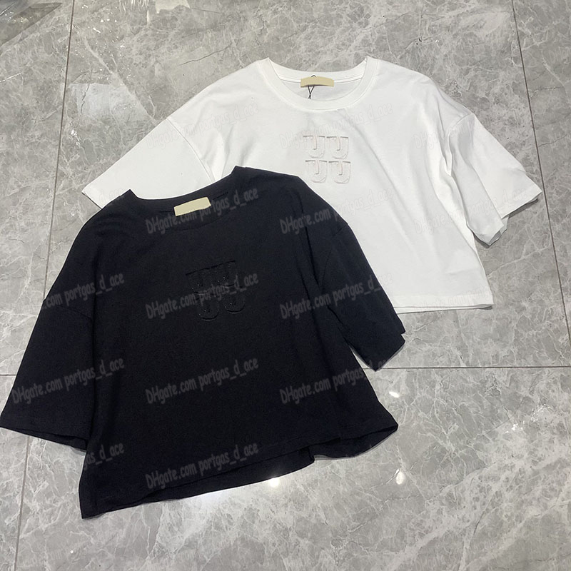 Letter Patch Cropped Tees Luxury Women T Shirts Black White Solid Color Simple Tops Summer Short Sleeve Casual T Shirt