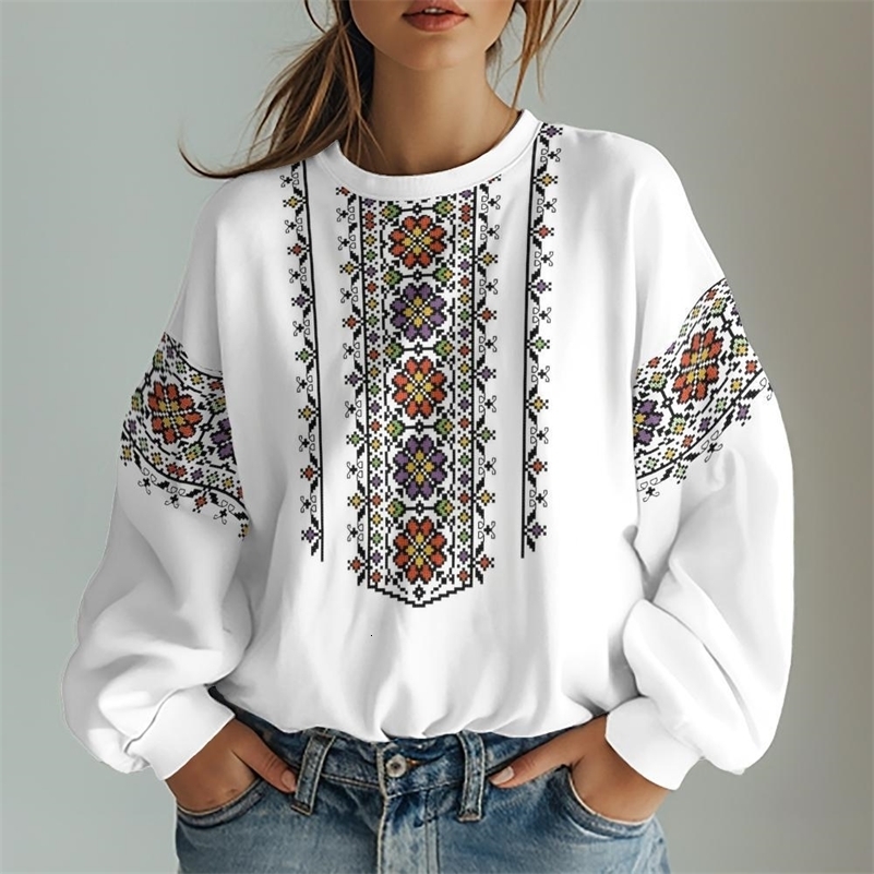 Ukrainian Traditional Graphic Print Womens Sweatshirts Oversized Hoodies Long Sleeve Women Clothing Casual Top y241220 a8