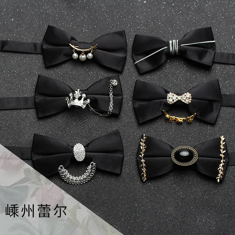 high-quality good business White Mens Wedding Groom Man Business Black Personalized Diamond Bow Tie Pearl Feather 241231