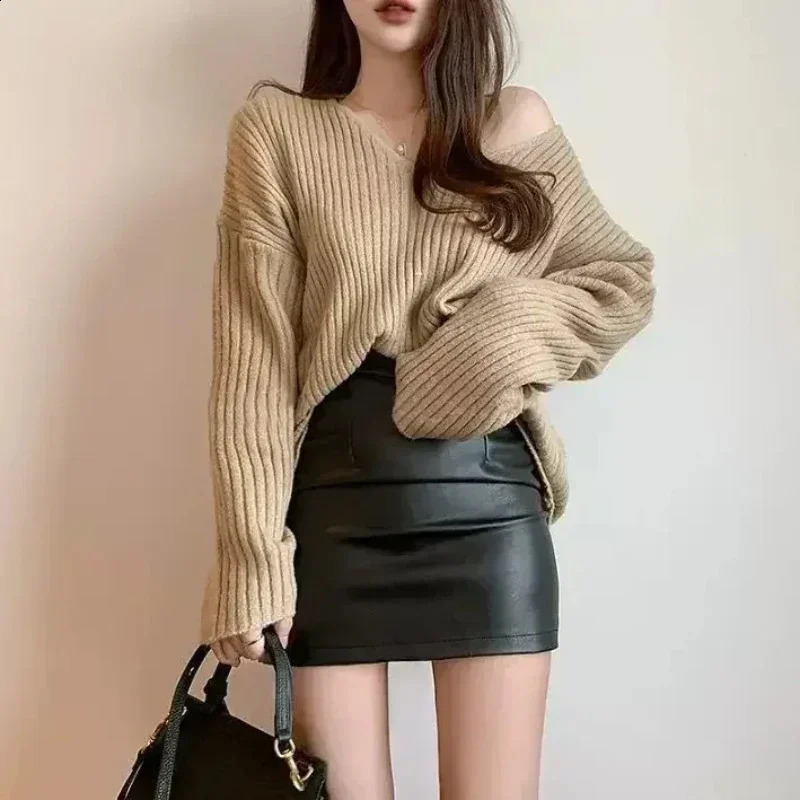 Black Mini Sexy Skirt Sexy High Waist Package Hip Pencil Skirt Womens PU Leather Short Fashion Zipper Leather Skirts 241231