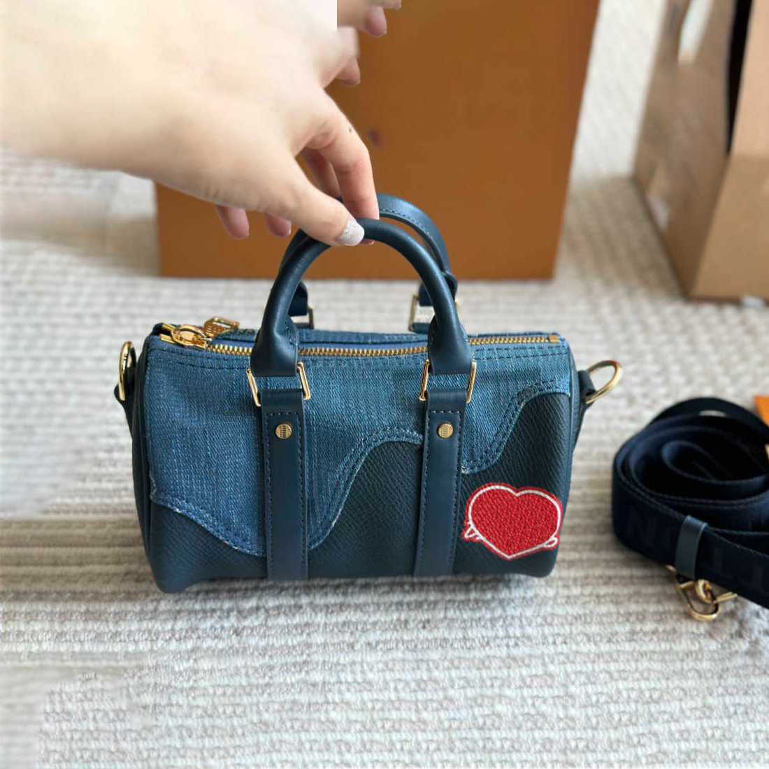 Luxury Designer Mini Shoulder denim female leather clutch pochette hand classic top Quality Purses Women's famous tote crossbody Bags 240715