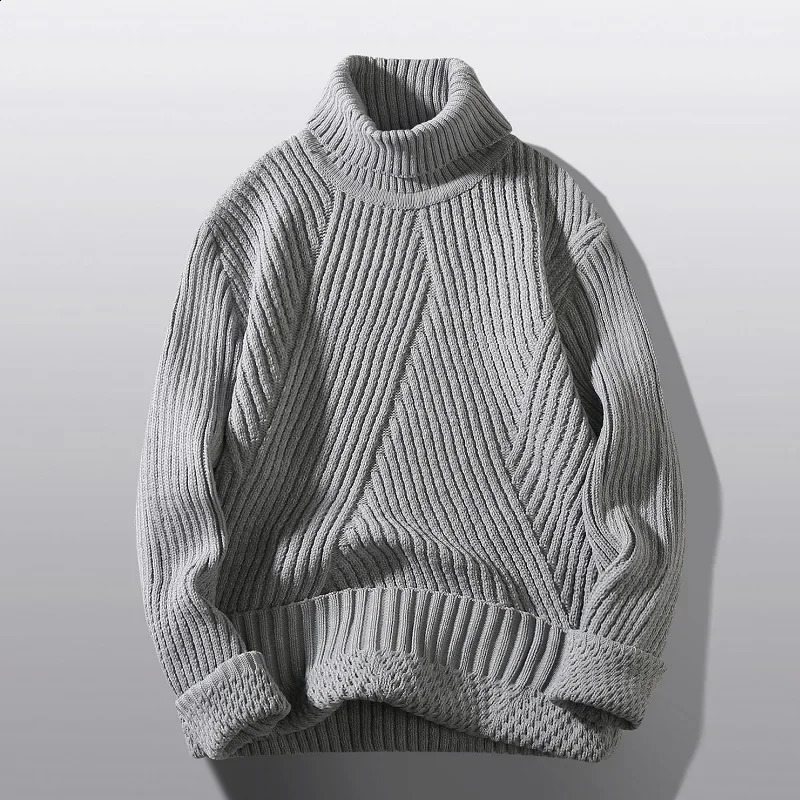 2024 Autumn Winter Turtleneck Sweater Mens Knitting Pullovers Knitted Thicken Warm Jumper Slim Fit Casual 241223Z