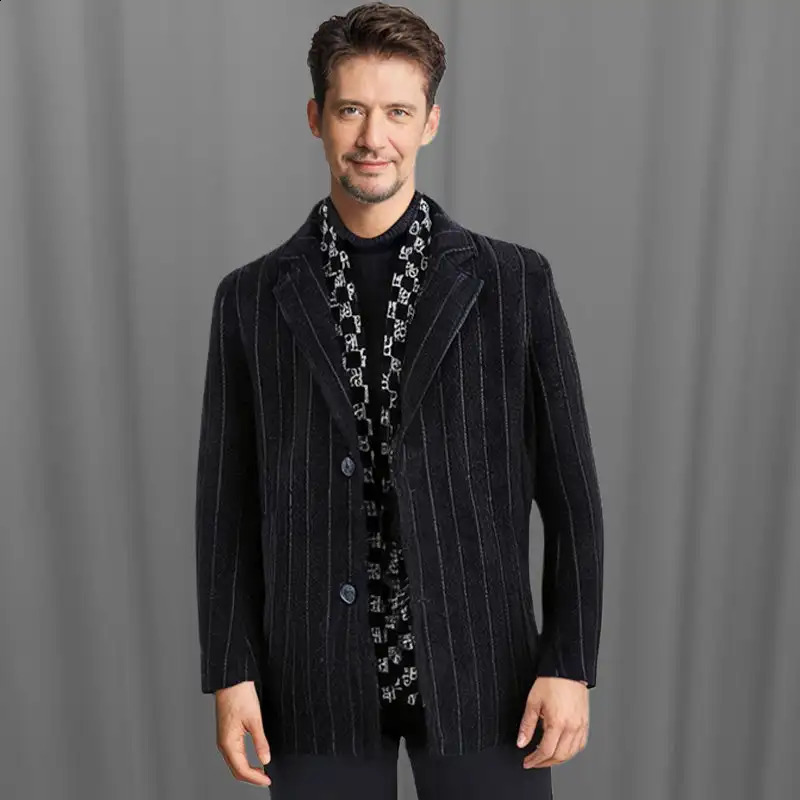 Mens Tweed Jacket with White Duck Down Lining Winter Trendy Coats Notched Lapel Collar Single Breasted Classic With Pockets 241224Z