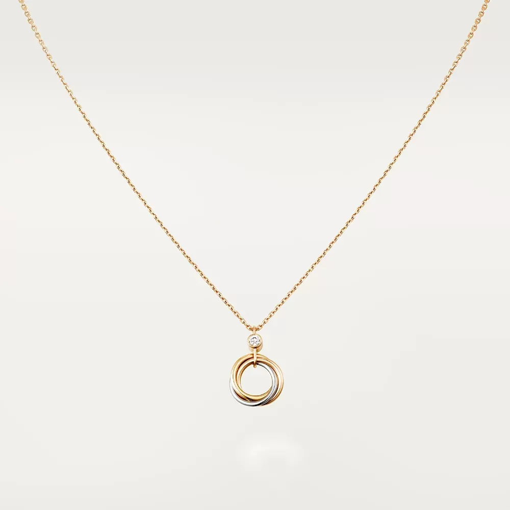 classic Design Cubic Zircia Triple Trinity Necklace Pendant Women Girls 316L Titanium Steel Wedding Designer Jewelry Collares Collier 18K Gold Pl-image-997996998