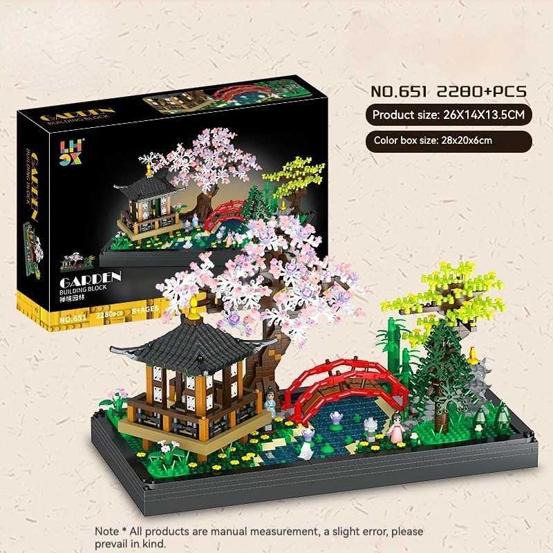 Blocks Creative Chinese Garden Courtyard Potted Plant Idea Building Block Villa Scenery Bamboo Forest Pavilion Model Brick Toy Kid Gift C251204-image-1087261802