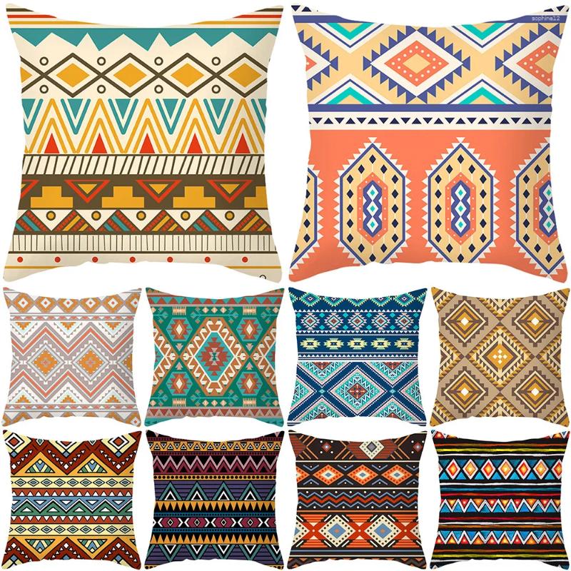 Pillow Bohemia Style Indoor Decorative Cover 18x18 Inch Colorful Stripes Pillowcase Geometric Printed For Couch-image-997733839