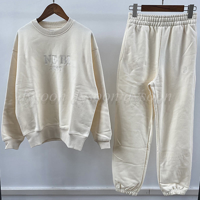 Women Sweatshirt Pants Light Apricot Color Size XS-L Embroidered Sportswear 21761-image-998601588