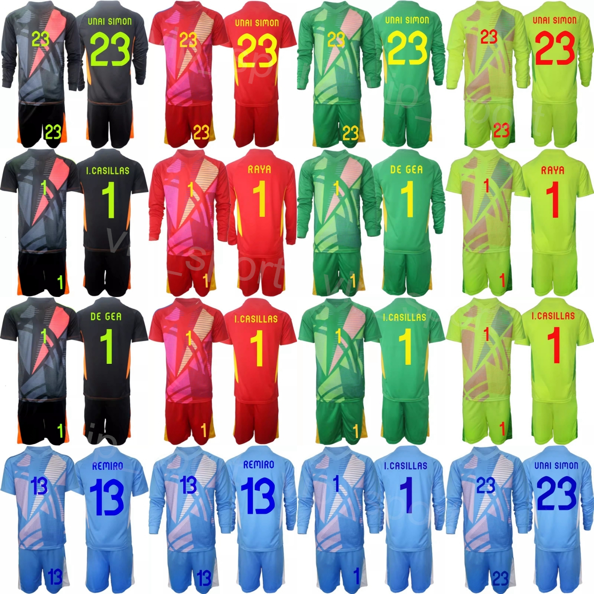 Goalie Long Sleeve Soccer 1 David de Gea Jerseys Set Iker Casillas 23 Pepe Reina Unai Simon Arrizabalaga Goalkeeper Football Shirt Kits 2024 Nati-image-998505684