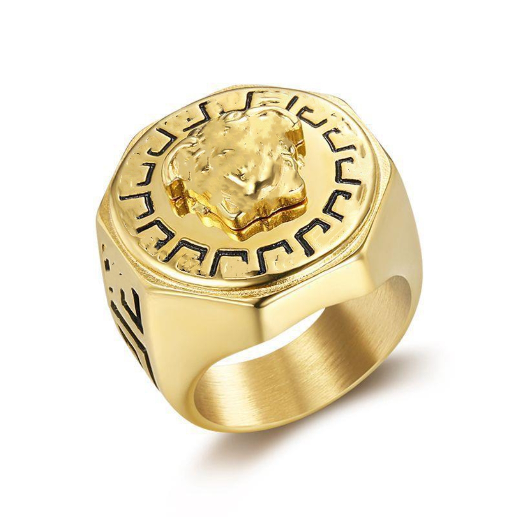 18K Titanium steel Ring designer ring gold plated Greek mythology men's ring Hip Hop High street Fashion Classic Band rings Jewelry