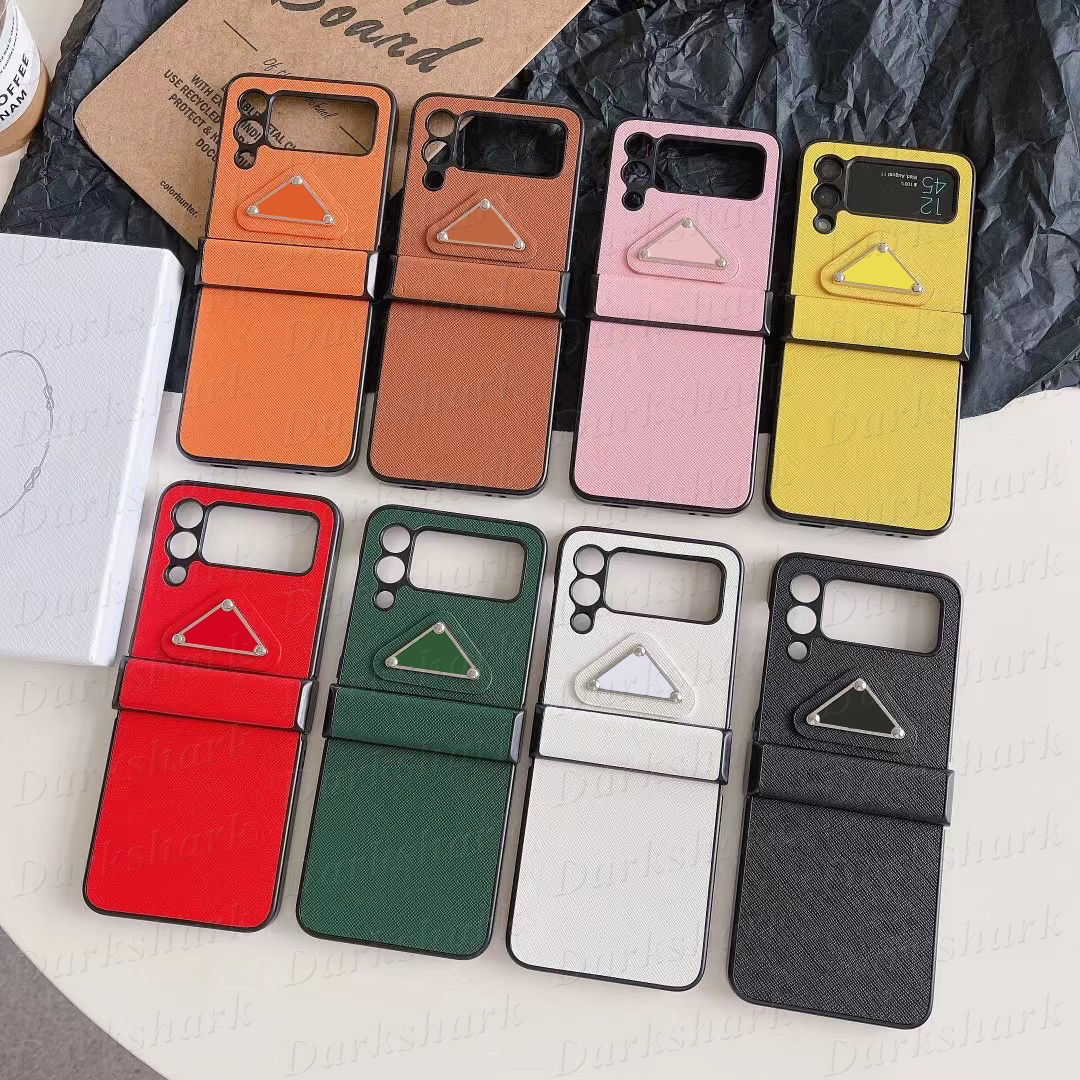 Classic Designer Folio Phone Case for Samsung Z Flip 8 7 6 5 4 3 Retro Cross Leather Shockproof TPU Shell Anti-shock Coque Cover Fold Cases Luxury G