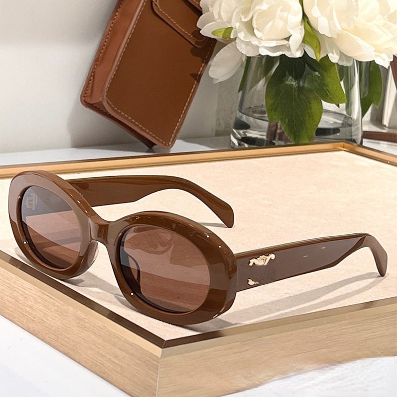 New Caramel Colored Glasses Oval Retro Sunglasses Brown Trend Fashion Design-image-998495991