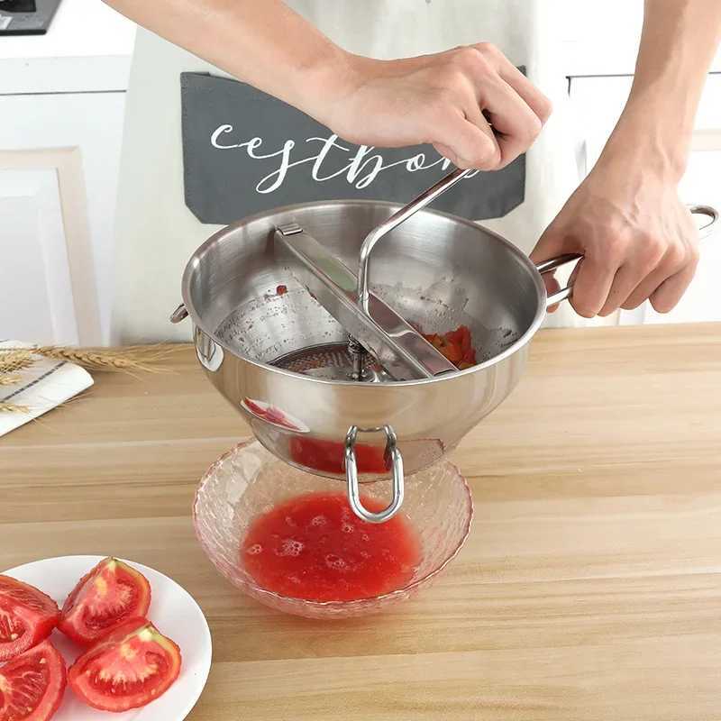 Fruit Vegetable Tools Stainless Steel Potato Masher Multifunctional Jams Mill with 3 Milling Discs Durable Manual Food Grinder Kitchen Accessorie-image-998263810