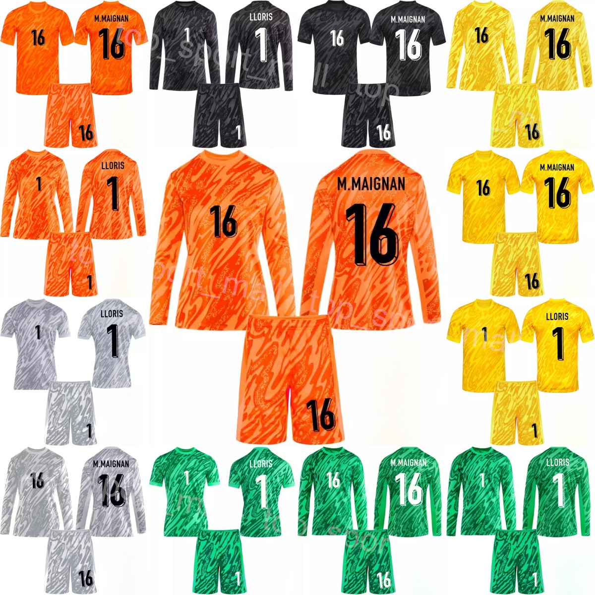 24 25 National Team Soccer Goalkeeper French Jersey Set GK 16 Mike Maignan 1 Hugo Lloris 16 Steve Mandanda 23 Alphonse Areola Long Sleeve Footbal-image-998359741