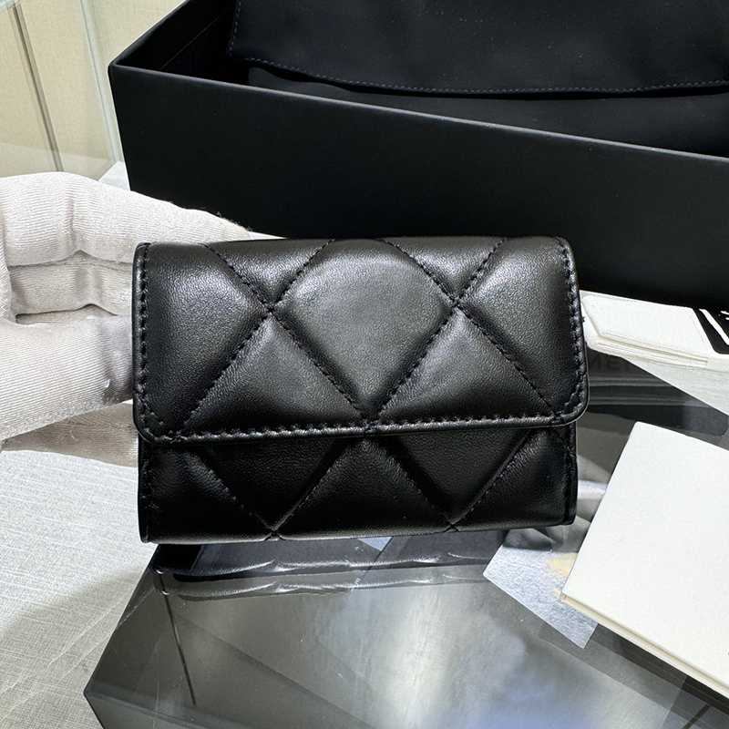 19 Flap Card Holder Lambskin Lady Wallet 20A Mirror quality Designer Wallet Genuine Leather Coin Purses With Box C253-image-998521171