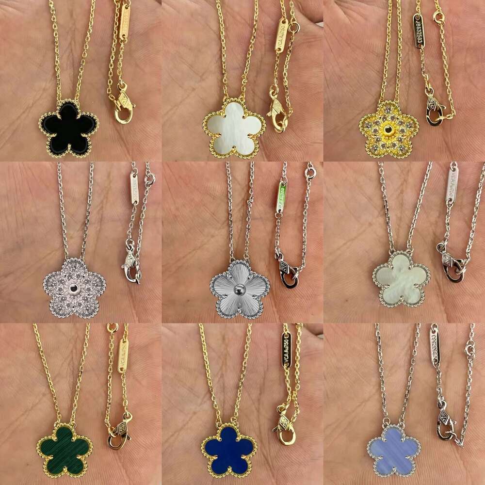 Fashion pendant necklaces single flower designer jewelry women chain high quality gold silver 20 color select luxury classic trend charm female d-image-998512344
