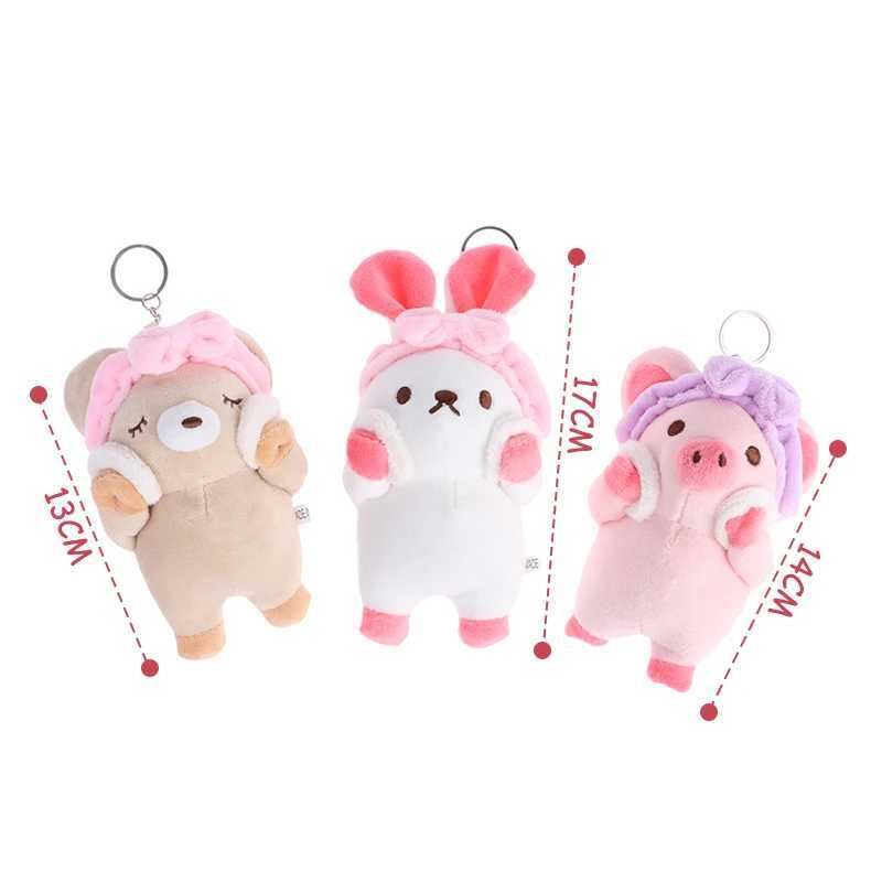 Plush Keychains 1Pc Cute Bath Rabbit Piggy Bear Plush Stuffed Doll Soft Plush Toy Keychain Pendant Bag Decor Kid Gift-image-998976844