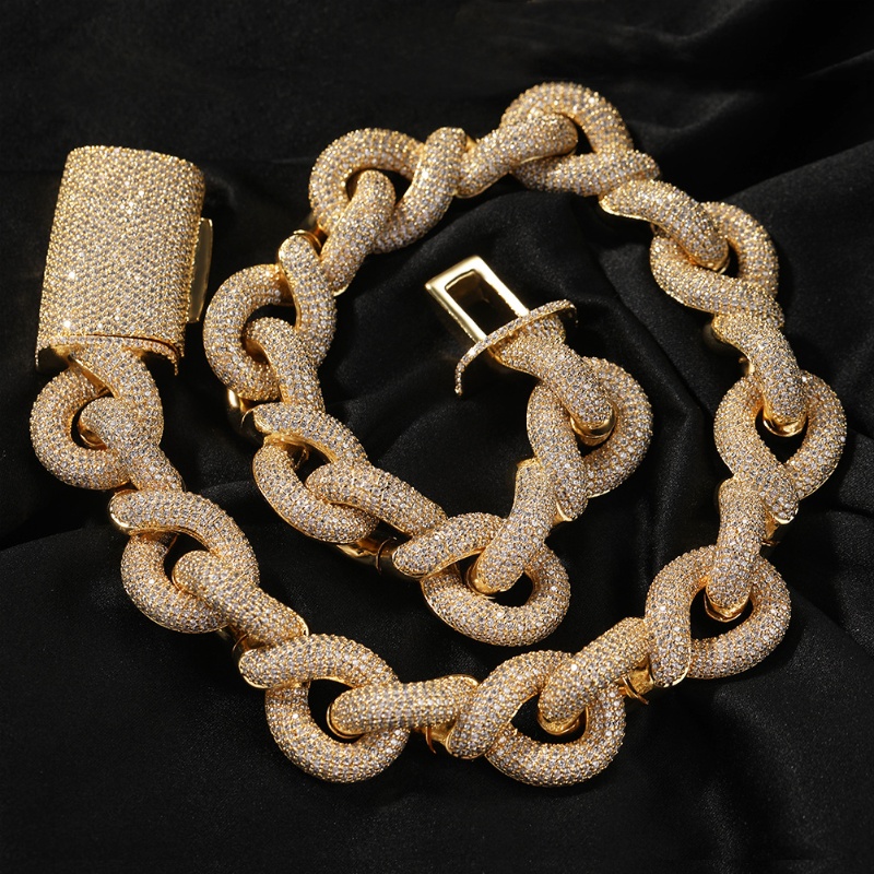 New Luxury Men Heavy Chains Necklace 20mm 18/20/22/24inch Gold Silver Colors Bling CZ Cuban Chain Necklace Bracelet Links for Friend Fashion Jewelry