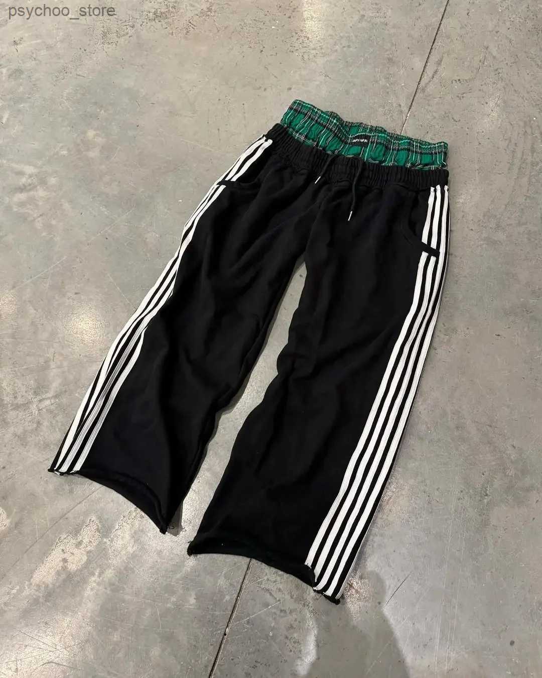Men's Pants Retro Harajuku Fashion Men Simple Stripe Sports Pants Y2K Casual Loose Straight Tube Men and Women Hip Hop Pants Q240703-image-999097835