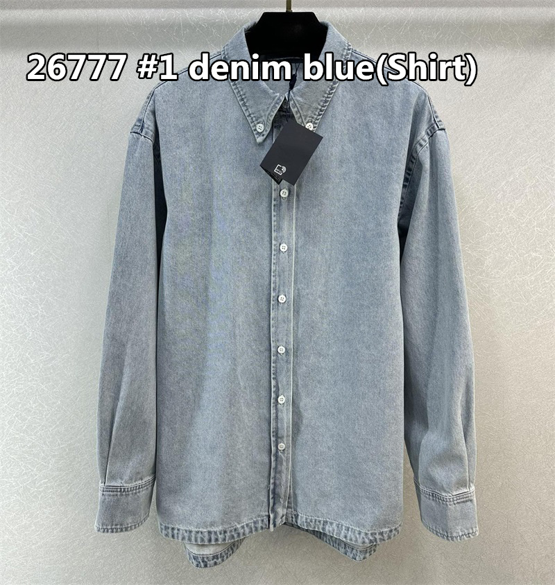 New Fashion Clothing Left embroidered letter wash denim shirt-image-999338093