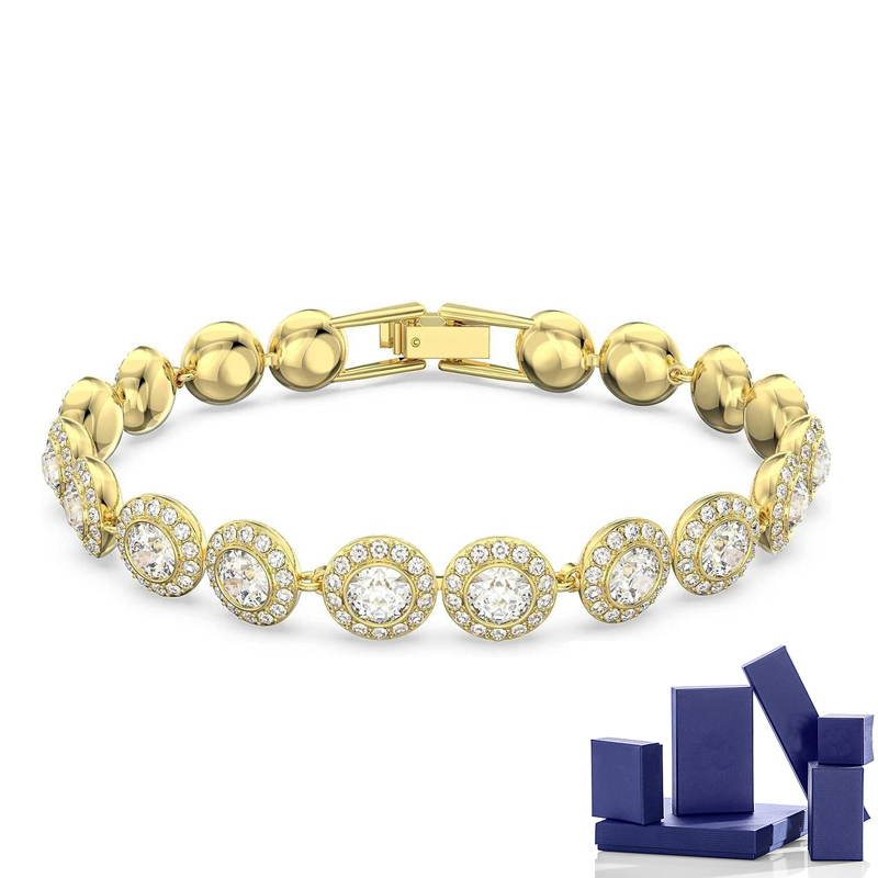 Tennis Bracelet Women Stainless Steel Plated Gold Inlaid green Blue Crystal Diamond Iced Out Chain Bracelets Luxe Designer Jewelry For Girl Daily-image-999286395