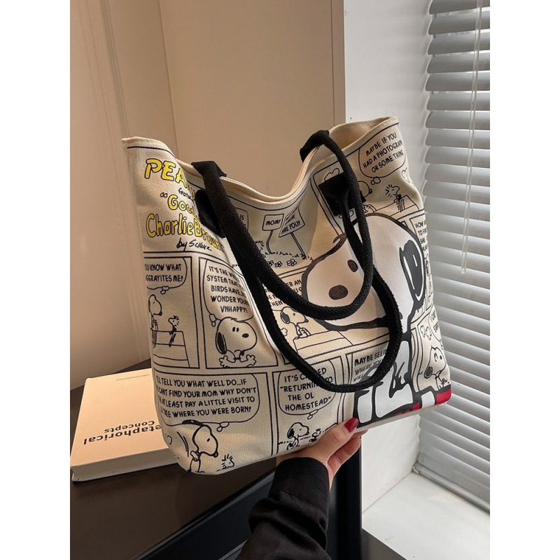Canvas Bag High Capacity Bag Fashion Cartoon Handbag Versatile One Shoulder Bags Tote Bag Christmas Present for Girls Fashion Letter Handbag Trav-image-999325200