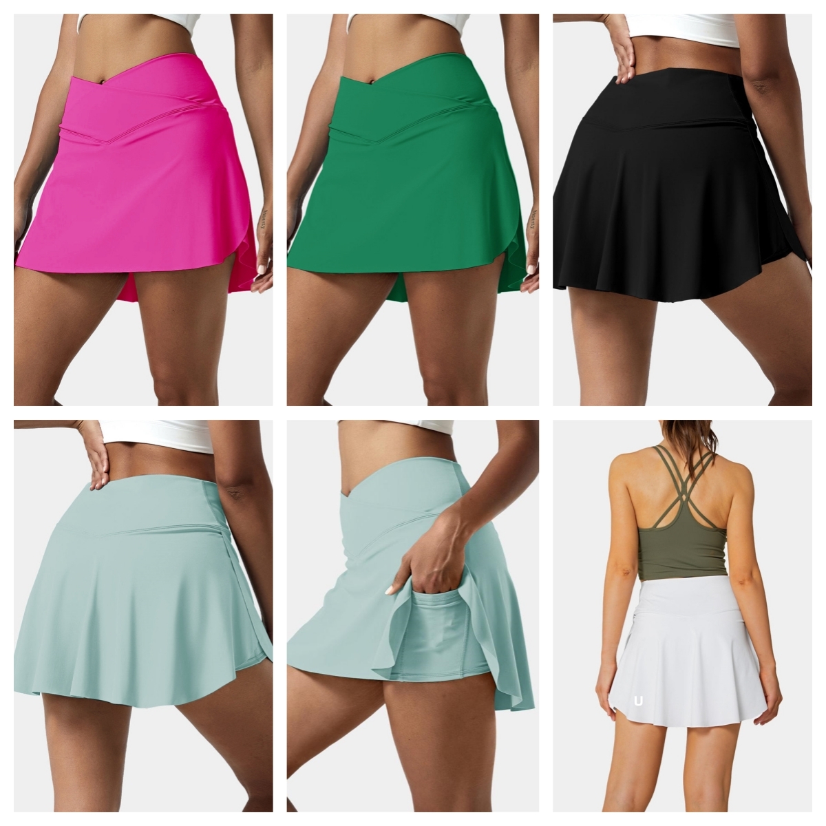 UU-738 Women High Waist Sports Tennis Skirt Yoga Wearing High Elastic Fitness Skirt Anti-naked Sports Skirt-image-906876714