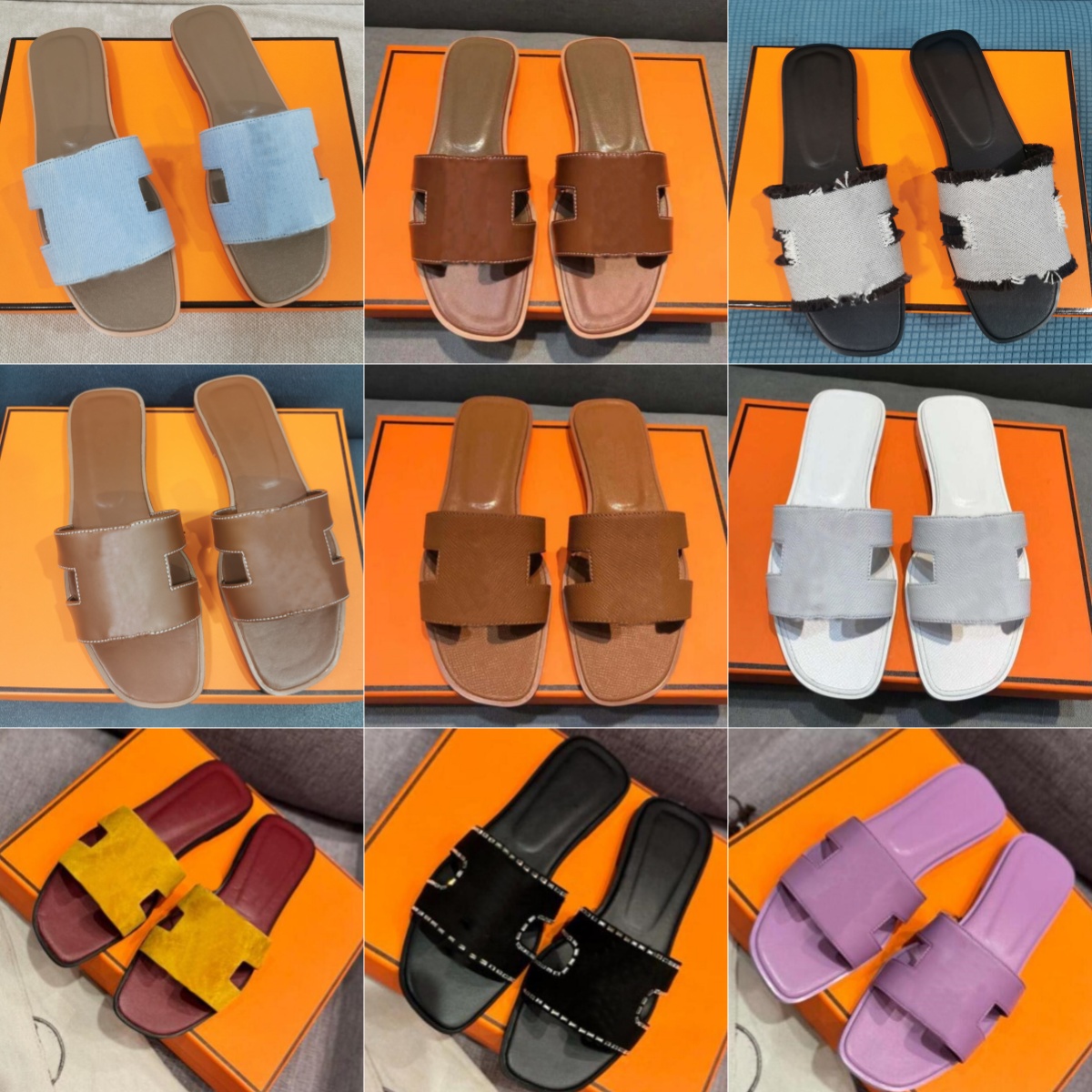 Designer fashion sandals, tassel slippers, Oran suede genuine leather high-quality slippers, denim party beach with original shoe sizes 35-42-image-999381282