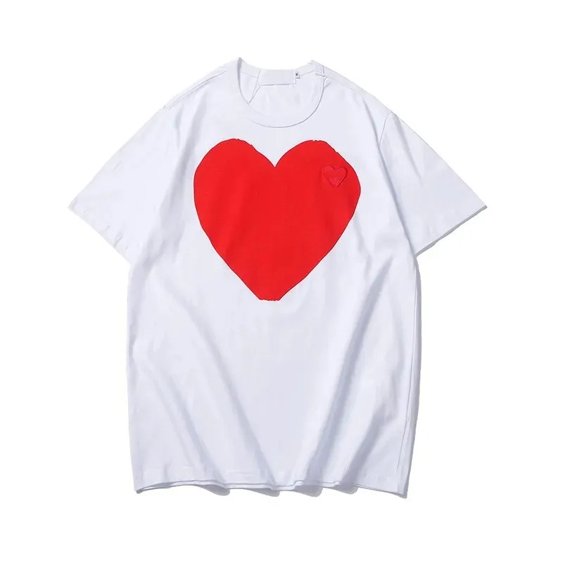T-shirts Summer Cdgs Mens Play t Shirt Short Sleeve Womens Des Badge Garcons Embroidery Heart Red y2k1-image-999347745