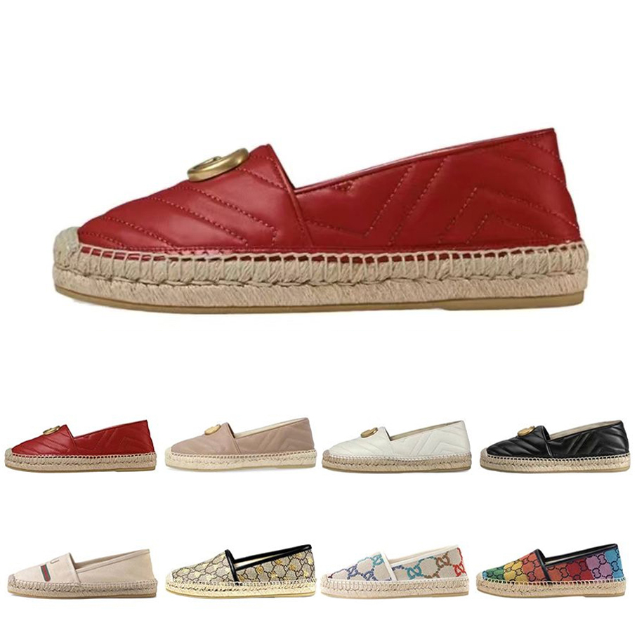 Red Espadrilles Designers Casual Shoes womens Fisherman Luxurys Ladies Flat Beach Half Fashion Woman Loafers leather Canvas platform Print slip-o-image-999201219