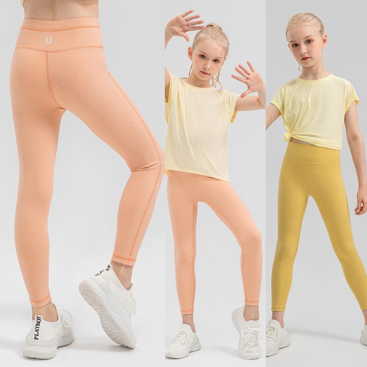 UU-1455 Girl Sports Legging Training Tight Elastic Breathable Pants Running Pants Children Dance Training Fitness Pants Kids Leggings-image-904850219