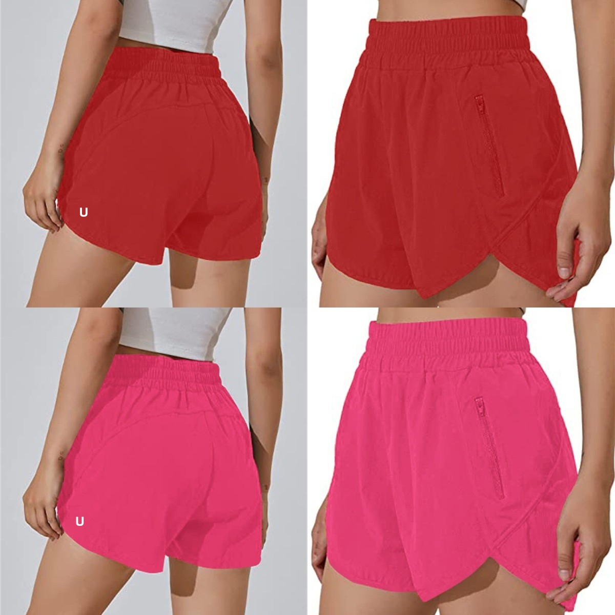 UU-764 Femmes Tenues De Yoga Short de Course Avec Poche À Fermeture Éclair Gym Dames Vêtements De Sport Décontractés Fitness Short de Survêtement