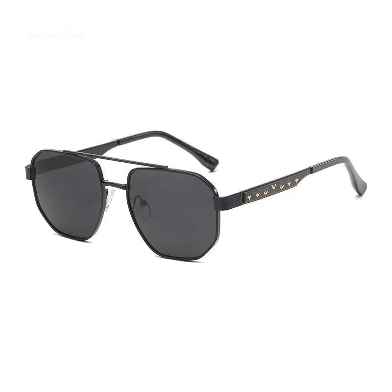 Fashion Men&#039;s Designer Sunglasses Men&#039;s Metal Full Frame Classic Retro Double Beam Sunglasses Business Driving UV400 Eye Protection Rea-image-999247317