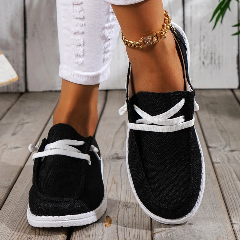 Grande taille décontractée pour les femmes 24 chaussures de toile légères et confortables de saison de chaussure simple de semelle plate pour la