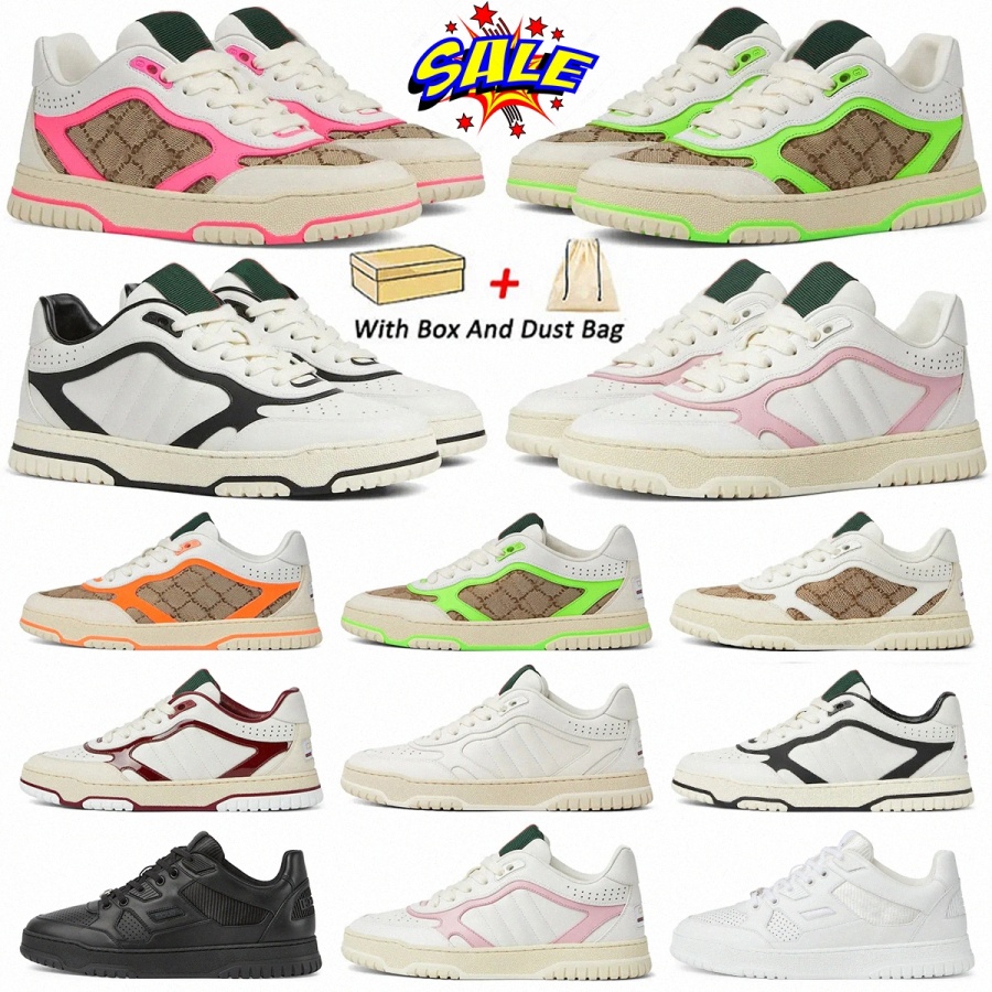 Designer sneaker Men Women Re-Web casual shoes white leather sneakers green and red Web tongue Sports shoes High quality Lace-up closur3RNA#