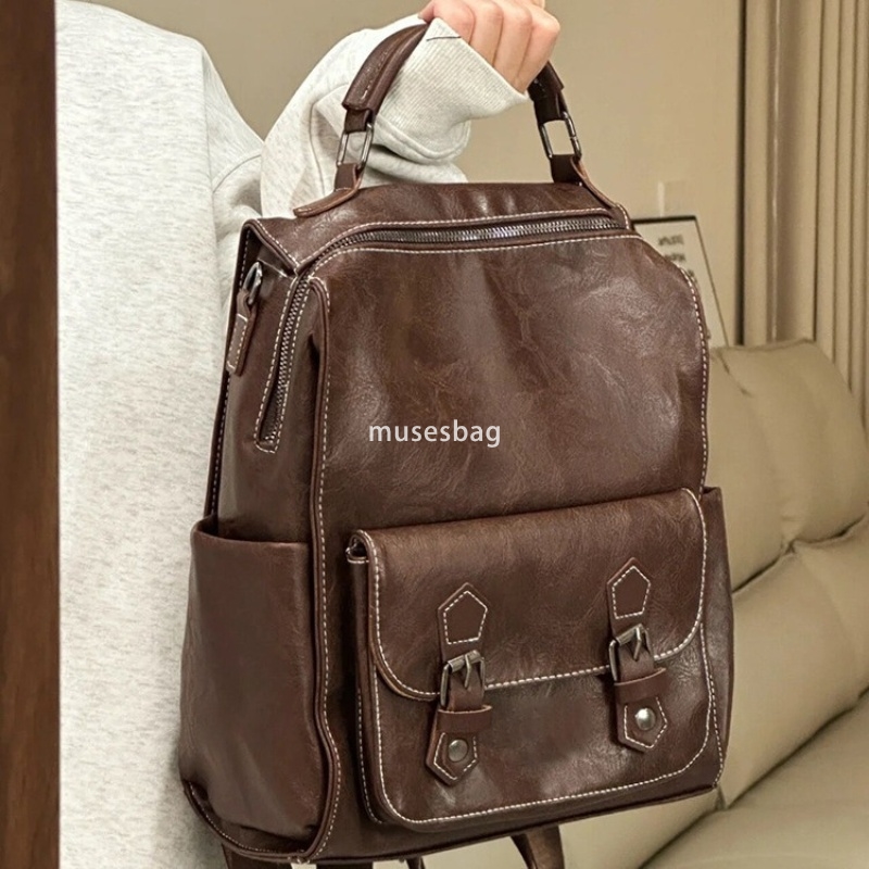 2025 Western women's high-end new classic retro British style college student Korean version simple and fashionable travel backpack trendy 7
