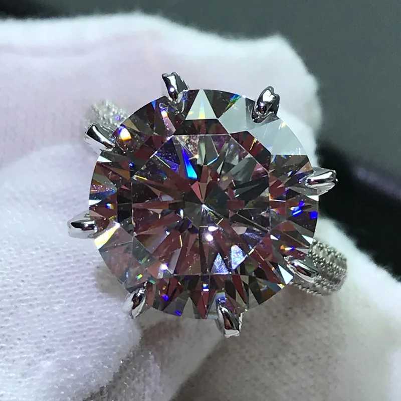 Solitaire Ring Solitaire 10Ct Laboratory Mosonite Diamond Ring% True 925 Sterling Silver Wedding Ring Mens Engagement Jewelry y240705-image-999613137