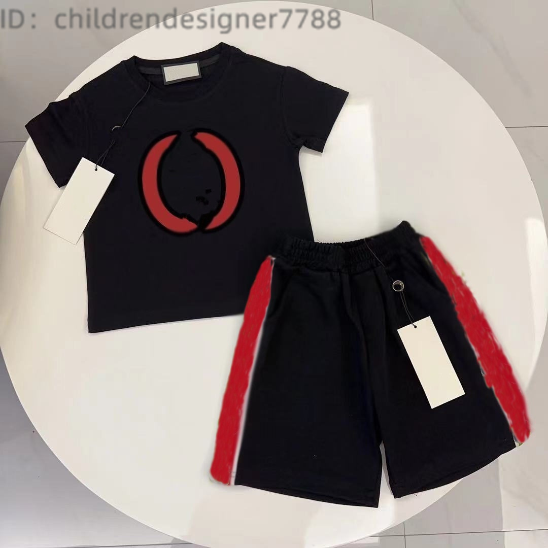 DHgate luxury designer children&#039;s short sleeved shorts two-piece set, summer fashion brand comfortable cotton set, boys and girls baby child-image-999831485