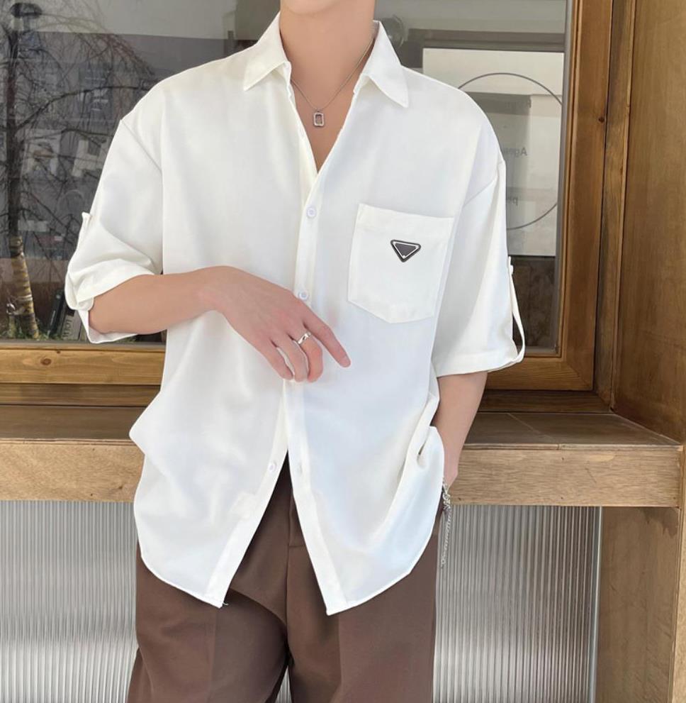 designer embroidery shirt men casual button up shirt Summer shirt formal business shirts casual Short sleeved mens shirts breathable T-shirt clothin