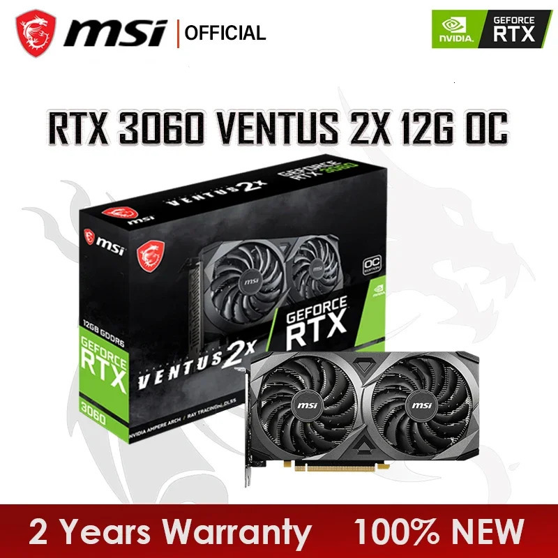 MSI GeForce RTX VENTUS 2X 12G OC Graphics Card GDDR6 Heat Sink Video Cards 192-bit -Compatible PCI4.0 3060 GPU GAMING 240705-image-1066323369