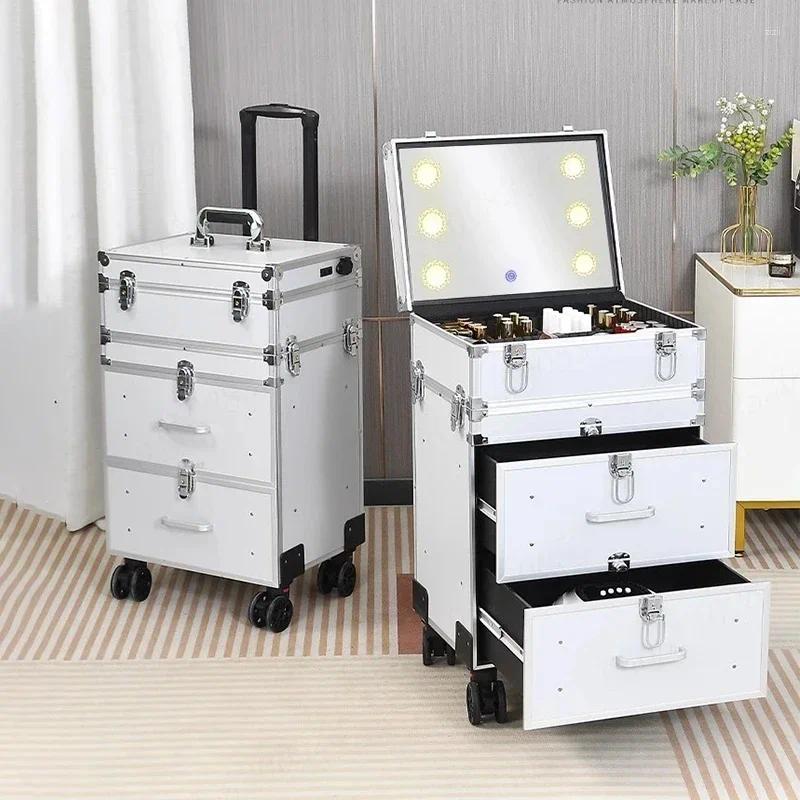 Valises 3-en-1 sac de maquillage valise bagage roulant professionnel manucure boîte de rangement voyage artiste chariot femmes cosmétique